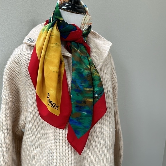 Vintage Renoir art reproduction “dance at Bougival” crepe silk scarf - Picture 3 of 3